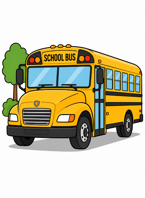 Cartoon school bus color by number