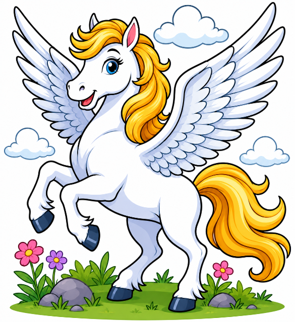 Cheerful Pegasus  color by number