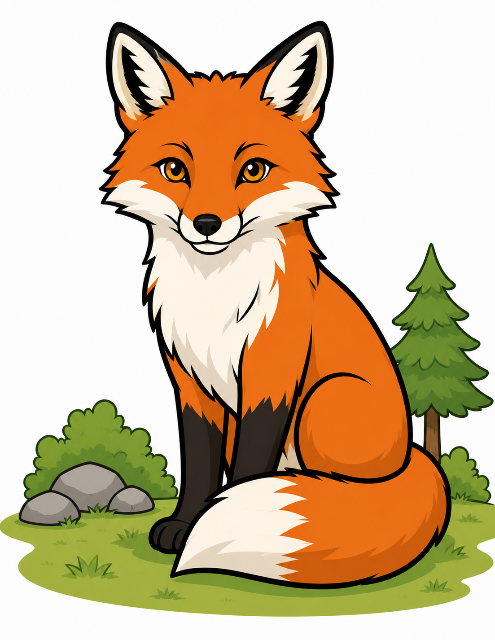 Cute Fox color by number
