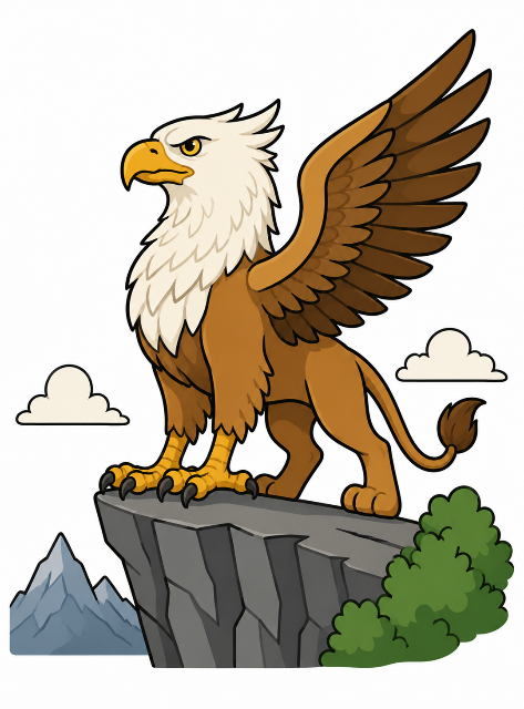 Griffin on a proud cliff edge color by number