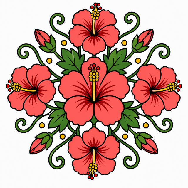Hibiscus Mandala color by number