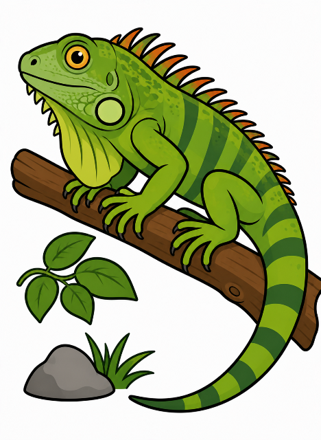 Iguana on a branch color by number