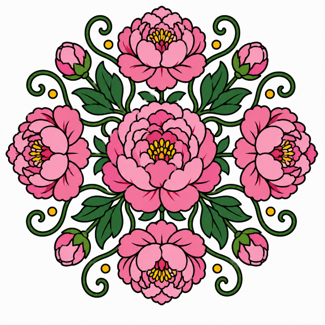 Peony Mandala color by number